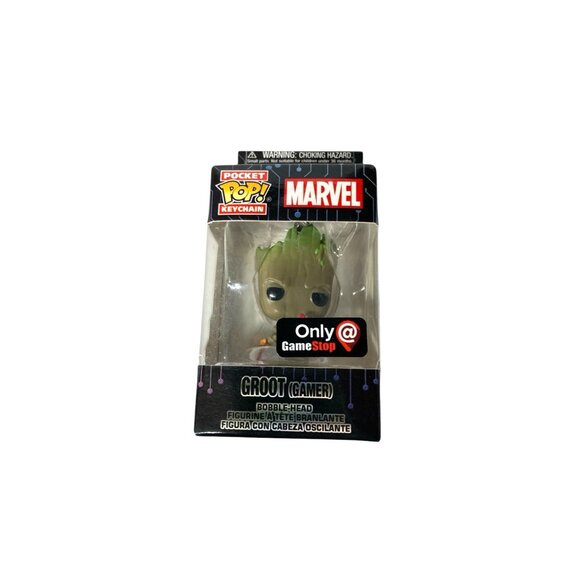 Marvel Funko Pocket Pop Groot Gamer Keychain Bobble-Head Glow Dark GameStop NEW - Picture 8 of 9